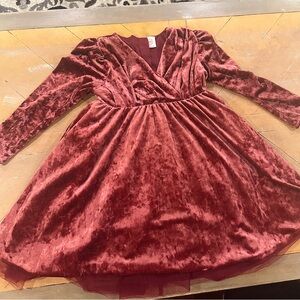Wonder Nation Velvet Maroon Kids Dress